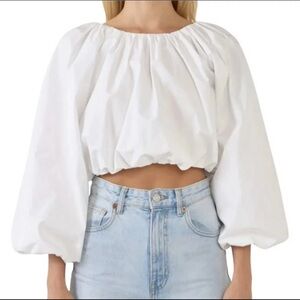 MAEVE Long Sleeve Blouson Crop Top Size L Pretty Feminine Romantic Trendy Chic